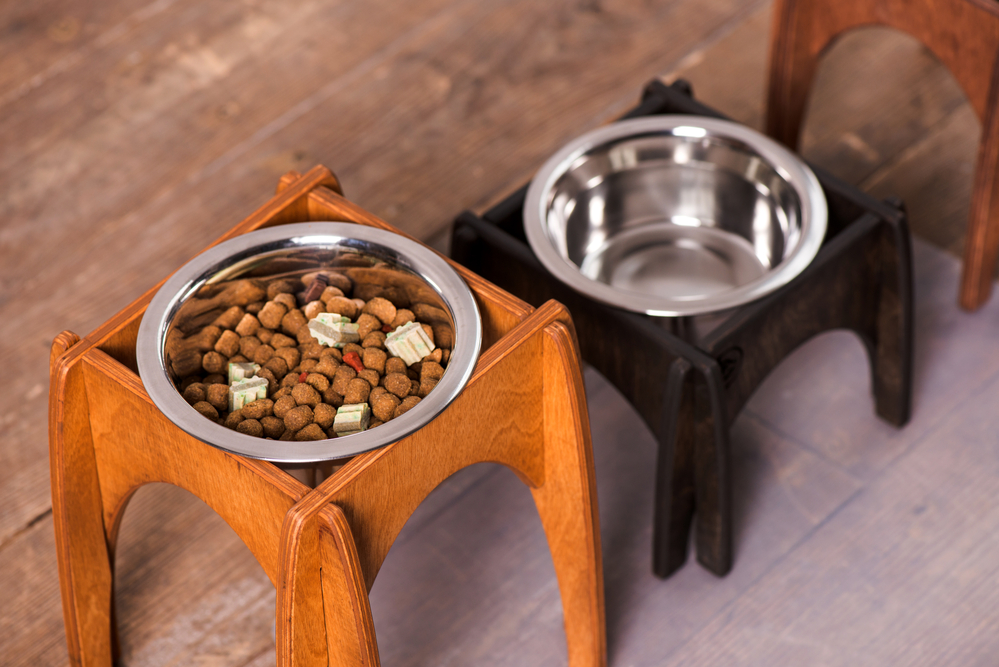 DIY elevated dog food bowls.